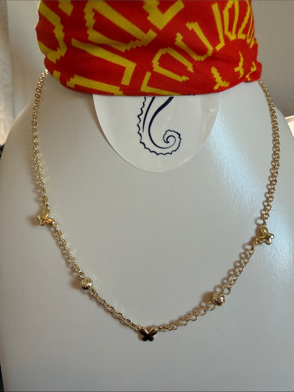 Gold Butterfly Chain Necklace 14k Gold Plated - 16in+2in - Women Jewelry